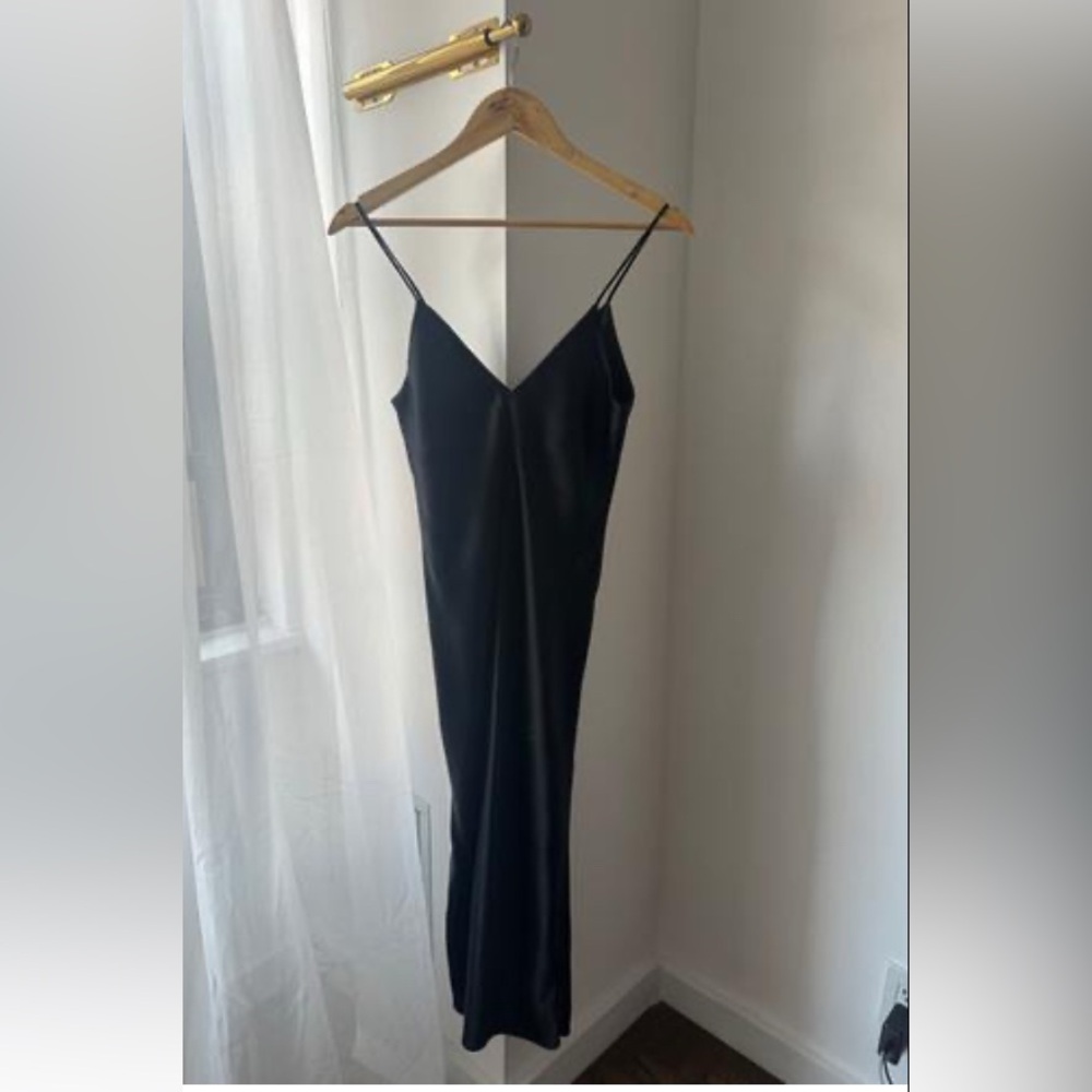 Zara Black Spaghetti Strap Slip Dress CBK 90s Minimalist XS Small